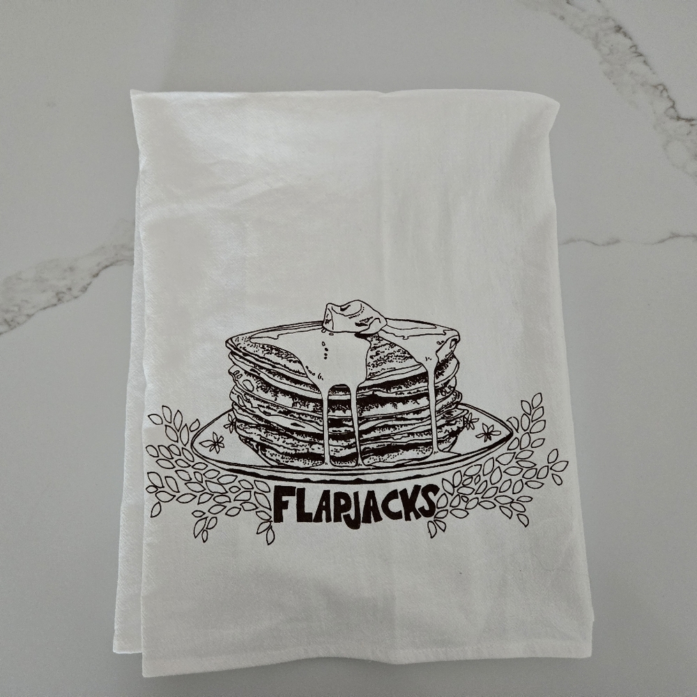 White Tea Towel with Pancake Design